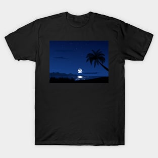 Moon Reflection Ocean D20 Dice RPG Night Roleplaying Landscapes T-Shirt